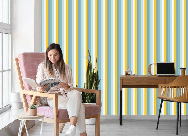 Behang In Kleurrijke Verticale Strepen Woonkamer Slaapkamer - Afbeelding 7