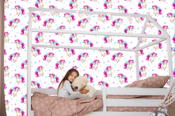 Behang Voor Kinderen Vliegende Eenhoorns En Sterren - Afbeelding 7