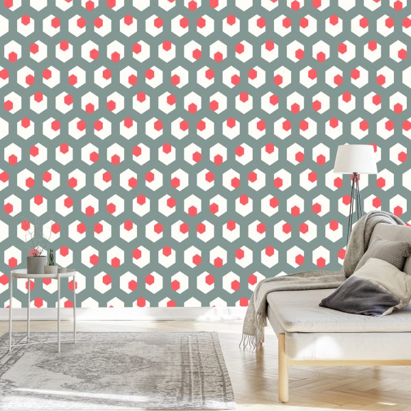 Behang Geometrische Figuren In Retrostijl - Afbeelding 3