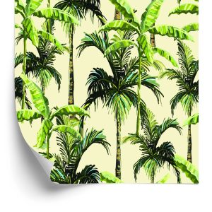 Behang Groen. Palm. Bladeren. Natuur. Natuur