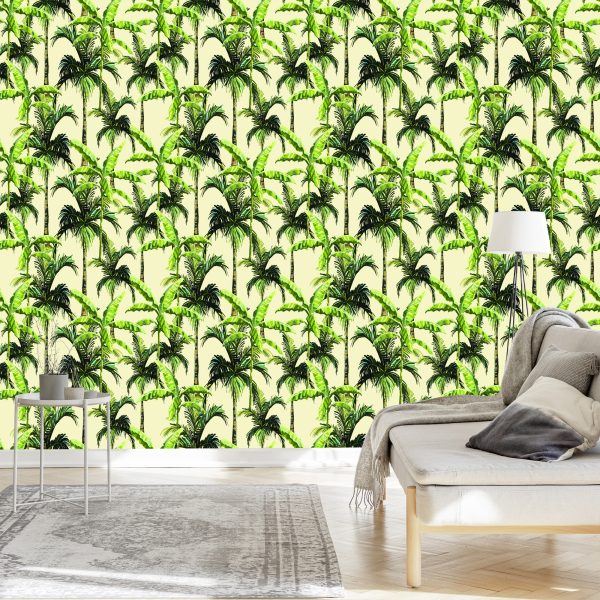 Behang Groen. Palm. Bladeren. Natuur. Natuur - Afbeelding 3