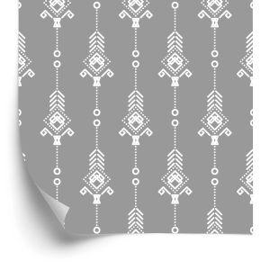 Behang Artistiek Wit Patroon In Retrostijl