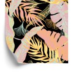 Behang Kleurrijke Exotische Bladeren