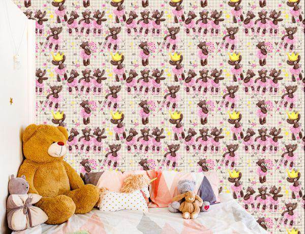 Behang Voor Meisjes Teddyberen, Bloemen, Rozen - Afbeelding 6