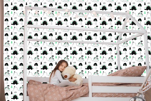 Behang Voor Babykamer Dinosaurussen Boom Wolken - Afbeelding 7