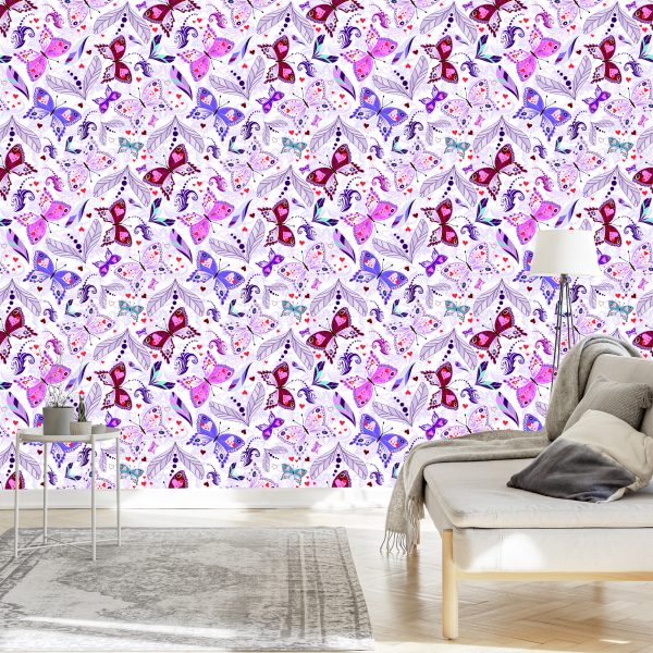 Behang In Hartvormige Vlinders Voor De Babykamer - Afbeelding 3