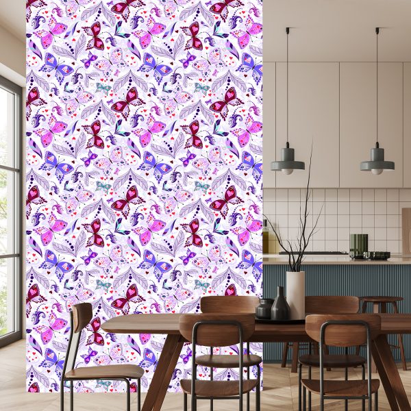 Behang In Hartvormige Vlinders Voor De Babykamer - Afbeelding 4