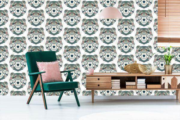 Behang Beren Geometrische Patronen - Afbeelding 6