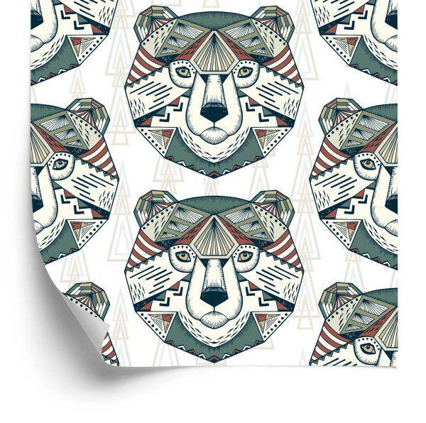 Behang Beren Geometrische Patronen