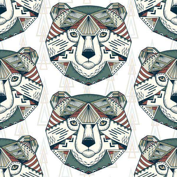 Behang Beren Geometrische Patronen - Afbeelding 2
