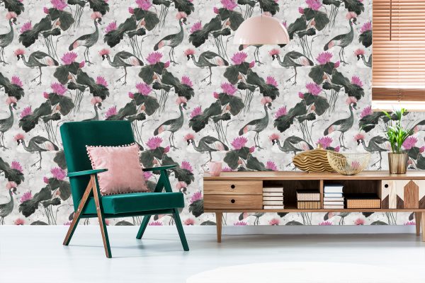 Behang Prachtige Vogels En Bloemen - Afbeelding 6