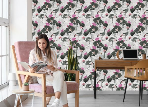 Behang Prachtige Vogels En Bloemen - Afbeelding 7