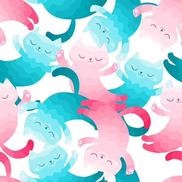 Behang Voor Kinderen - Kleurrijke Katten - Afbeelding 2