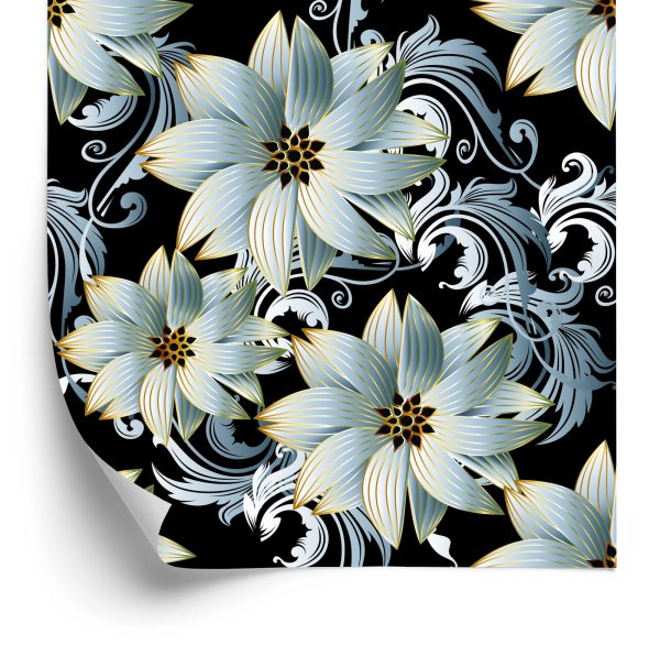 Behang 3D Optische Bloemen Bladeren Voor Woonkamer