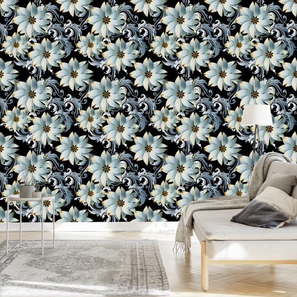 Behang 3D Optische Bloemen Bladeren Voor Woonkamer - Afbeelding 3