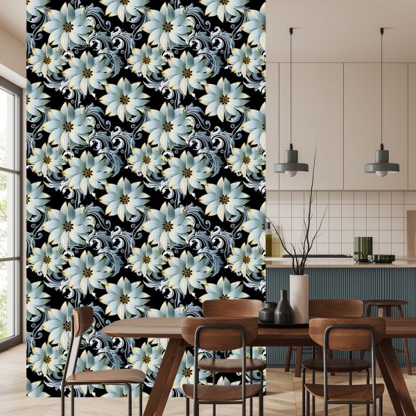 Behang 3D Optische Bloemen Bladeren Voor Woonkamer - Afbeelding 4