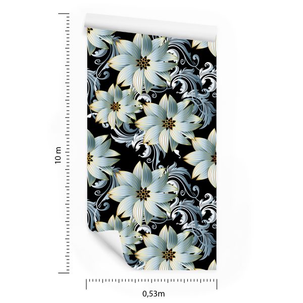 Behang 3D Optische Bloemen Bladeren Voor Woonkamer - Afbeelding 8