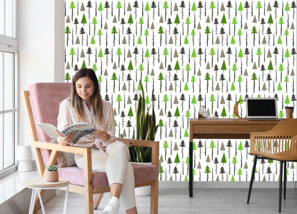Behang Bos. Groen. Takken. Kinderkamer - Afbeelding 7