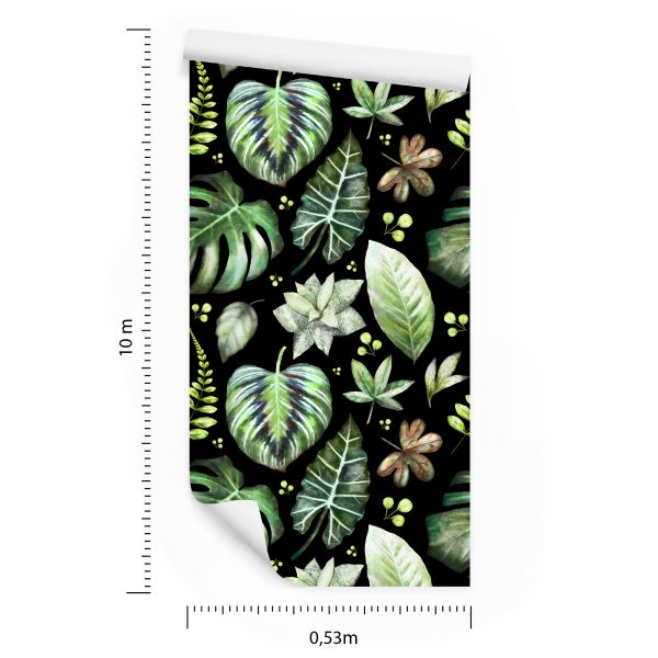 Behang Planten Op Een Donkere Achtergrond - Afbeelding 8