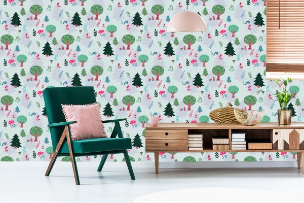 Behang Planten, Groene Bomen, Kinderkamer - Afbeelding 6