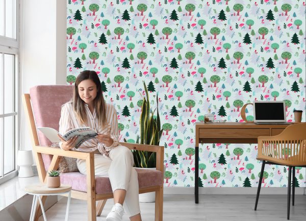 Behang Planten, Groene Bomen, Kinderkamer - Afbeelding 7