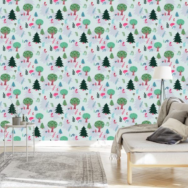 Behang Planten, Groene Bomen, Kinderkamer - Afbeelding 3