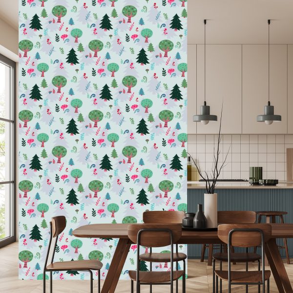 Behang Planten, Groene Bomen, Kinderkamer - Afbeelding 4