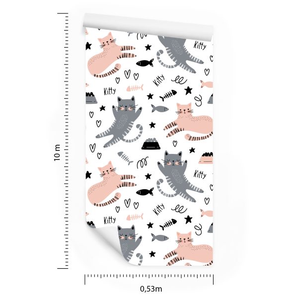 Behang Voor Kinderen - Lieve Katten - Scandinavische Stijl - Afbeelding 8