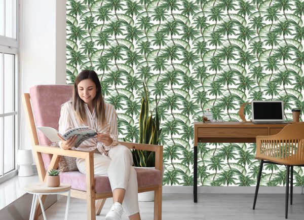Behang Groen, Natuur, Palmbomen, Slaapkamer, - Afbeelding 7