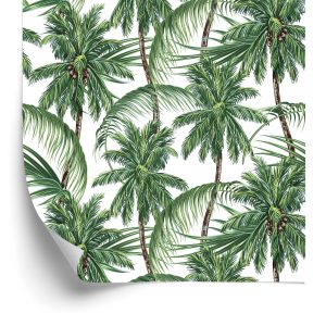 Behang Groen, Natuur, Palmbomen, Slaapkamer,