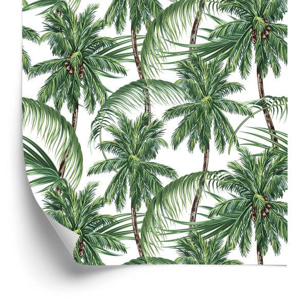 Behang Groen, Natuur, Palmbomen, Slaapkamer,