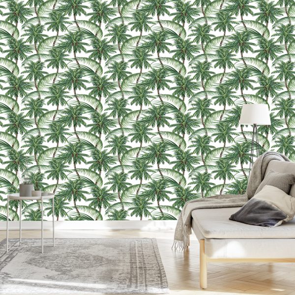 Behang Groen, Natuur, Palmbomen, Slaapkamer, - Afbeelding 3