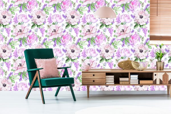 Behang Rozen Violette Bloemen - Afbeelding 6