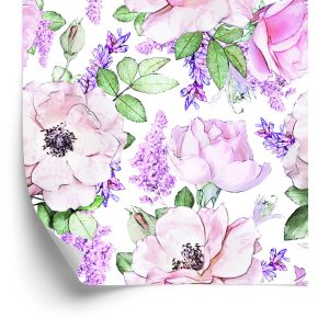 Behang Rozen Violette Bloemen