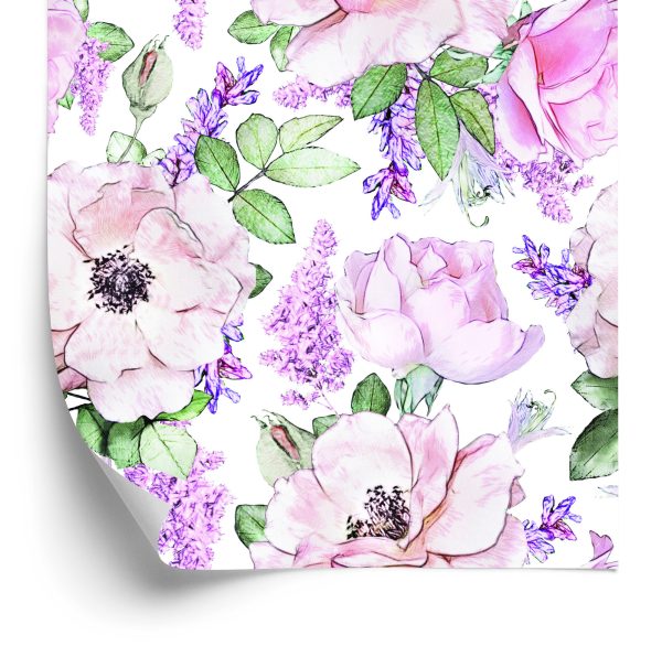 Behang Rozen Violette Bloemen