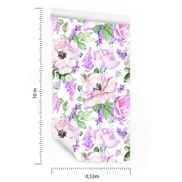 Behang Rozen Violette Bloemen - Afbeelding 8