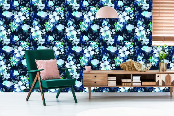 Behang Bloemen Waterverfpatroon - Afbeelding 6