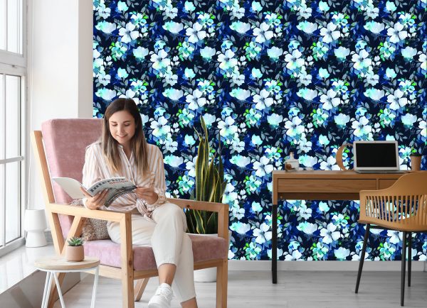 Behang Bloemen Waterverfpatroon - Afbeelding 7