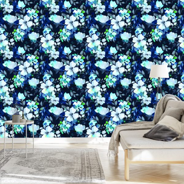 Behang Bloemen Waterverfpatroon - Afbeelding 3