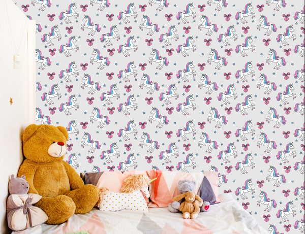 Behang Voor Kinderen - Eenhoorn Op De Achtergrond Van Sterren En Een Boog - Afbeelding 6