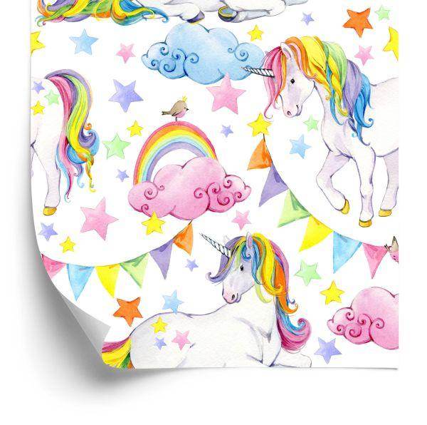 Behang Voor Kinderen - Regenboogeenhoorns