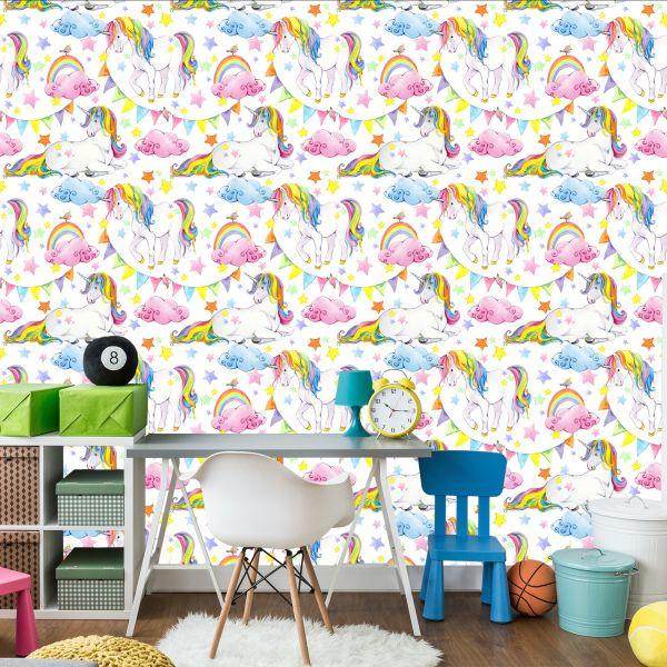 Behang Voor Kinderen - Regenboogeenhoorns - Afbeelding 4