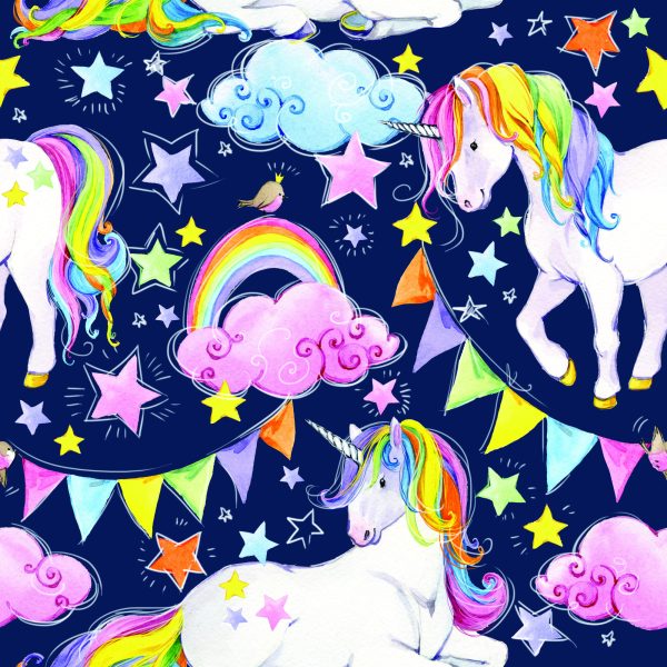Behang Kleurrijke Regenboog Eenhoorns Voor Meisjes - Afbeelding 2
