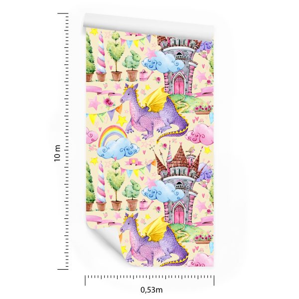 Behang Voor Kinderen, Draken, Wolken, Regenboog, Sterren - Afbeelding 8