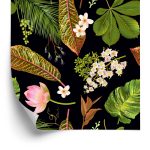 Behang Tropische Bloemen Tussen Bladeren