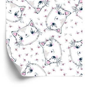 Behang Voor Kinderen - Katten En Bloemen