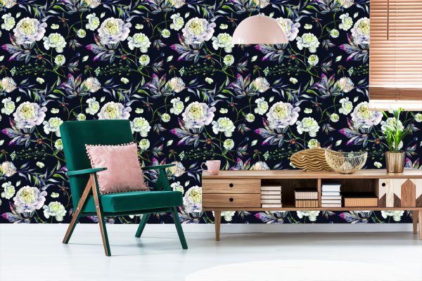 Behang Bloemen Pioenrozen Bladeren Vintage Stijl - Afbeelding 6
