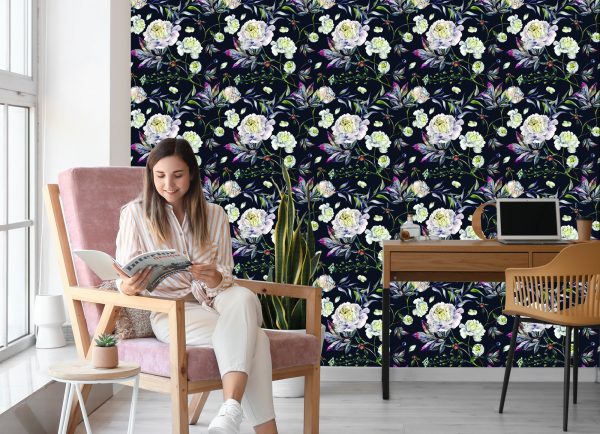 Behang Bloemen Pioenrozen Bladeren Vintage Stijl - Afbeelding 7
