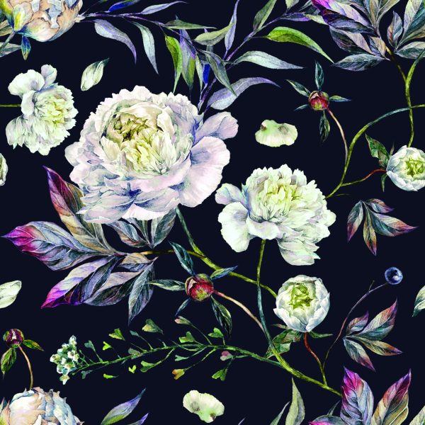 Behang Bloemen Pioenrozen Bladeren Vintage Stijl - Afbeelding 2