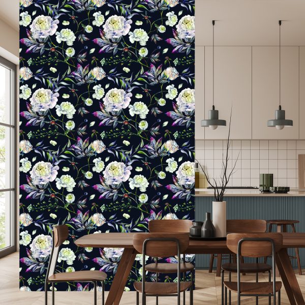 Behang Bloemen Pioenrozen Bladeren Vintage Stijl - Afbeelding 4